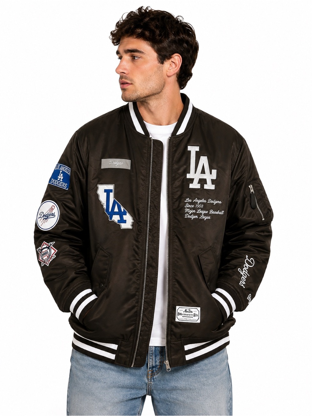 Alpha Industries New Era LA Dodgers MA-1 Bomber Jacket Men’s 2XL Burn Wood Brown